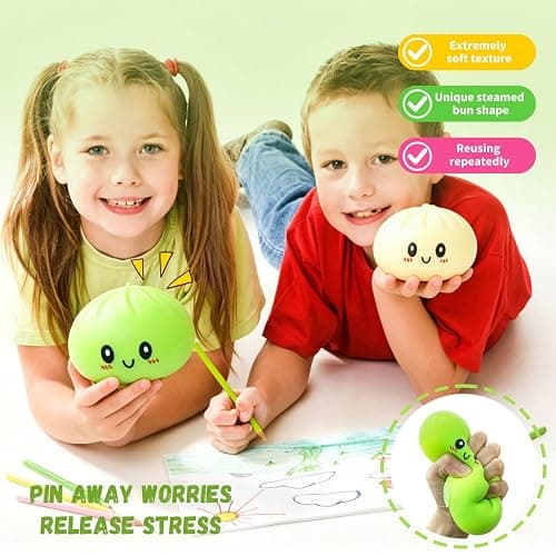 2 Pcs Dumpling Squishy, Mystery Squishy Dumpling Box, Fidget Toys Adults & Teens & Kids, Stocking Stuffers, Sensory Stress Squeeze Toys for Stress Relief (WhitePink) thumbnail 6
