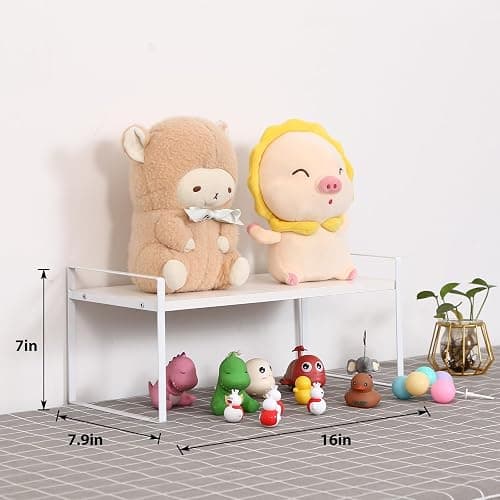 YGYQZ Wood Office Desk Shelf Organizer - Desktop Supplies Cute Dresser Top Organization Storage Rack and Cubicle Decor Aesthetic Bookshelf for Women Man and Kids(White-Single Tier) thumbnail 2