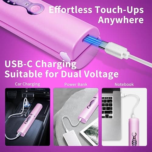 Madodioss Mini Cordless Hair Straightener and Curler 2 in 1 with Dual Voltage for Travel, Small Titanium Flat Iron for Short Hair, Portable, USB-C Rechargeable, Fast Heating, 5000mAh Battery, 3 Temp Settings (Shocking Pink) thumbnail 8