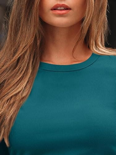 AUTOMET Long Sleeve Shirts Blouses Fall Fashion Ribbed Basic Tops Winter Clothes thumbnail 6