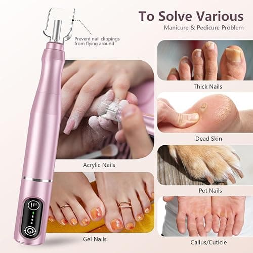 TUOBEO Cordless Nail Drill Electric Rechargeable File Kit, Professional Efile Acrylic Gel Nail Polish Remover Pedicure Manicure Machine Portable Set with 11 Bits 56 Sanding Bands (Pink) thumbnail 3