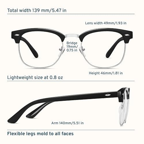 racico Blue Light Glasses for Men & Women - Mixed Material + Metal Frames with UV Protection Coating thumbnail 3