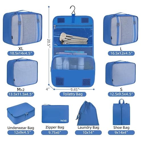 BAGAIL 6 Set/8 Set/10 Set Packing Cubes Various Sizes Packing Organizer for Travel Accessories Luggage Carry On Suitcase thumbnail 2