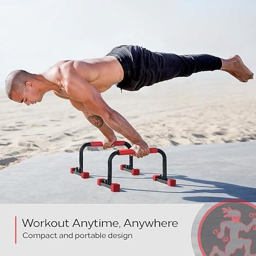 Rubberbanditz Parallette, Parallel Bars & Dip Station | At Home Gym Workout Equipment, L-Sit Bars & Calisthenics Equipment for Home. Perfect for Push Ups, Dips, Handstands & Gymnastics. thumbnail 5