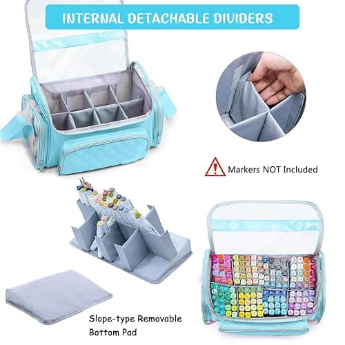 APOFFICE Large Marker Organizer Case Holds 200-300 Markers | Art Marker Storage Bag with Removable Dividers & Clear Top for Artists, Crafters & Travel - Pen, Pencil Alcohol Marker Holder - Art Supply thumbnail 4