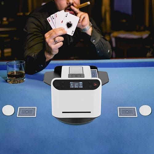 sjcdicnj Automatic Card Shuffler and Dealer 2-in-1, Card Dealer with Wireless Remote 360°Rotating,Ultra Quiet, Rechargeable, Works with UNO, Taco Cat Goat Cheese Pizza, Five Crowns thumbnail 3