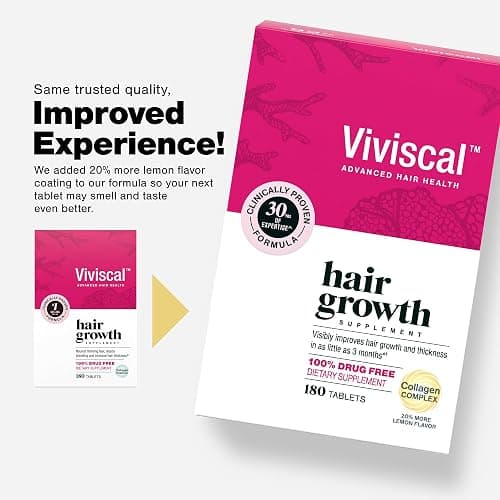 Viviscal Hair Growth Supplements for Women, Thicker Fuller Hair Support for Thinning Hair and Hair Loss, with Biotin and Marine Collagen, Drug-Free, 180 Tablets, 90-Day Supply thumbnail 2