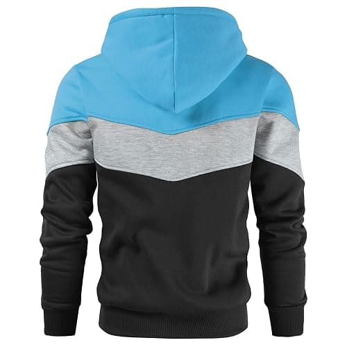Gesean Men's Novelty Color Block Pullover Fleece Hoodie Long Sleeve Casual Sweatshirt with Pocket thumbnail 3