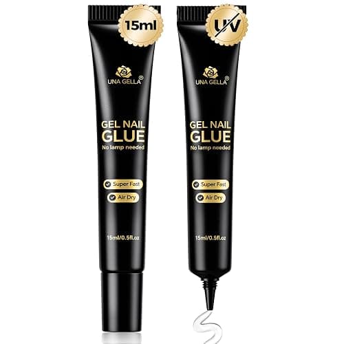 UNA GELLA Strong Nail Glue Gel, 15ml*2pcs No U V/Lamp Needed Nail Gel Glue, Quick Air Drying Semi Solid Nail Glue GEL, Super Strong NAIL G LUE For Press Ons Acrylic False Nails Tips Extension DIY Kit - Image 1