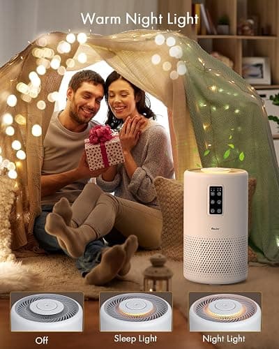 Air Purifiers for Home Large Room up to 1600ft², VEWIOR H13 True HEPA Air Purifier for Bedroom with night light, Fragrance Sponge, Sleep Mode, Timer, Lock, Air Cleaner for Wildfire Smoke Odor Dander thumbnail 7