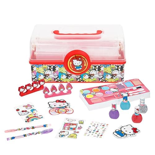 Hello Kitty Cosmetic Set for Girls Kids Includes Nail Lip Eye Cheek Makeup, Safe Non-Toxic Beauty Playset by Townley Girl - Image 1