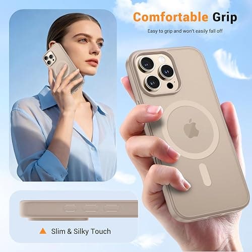 vnnink for iPhone 16 Pro Max Case Desert Gold | Compatible with Magsafe,Military Grade Drop Protection,Magnetic Matte Translucent Phone Cover with Screen Protector thumbnail 7