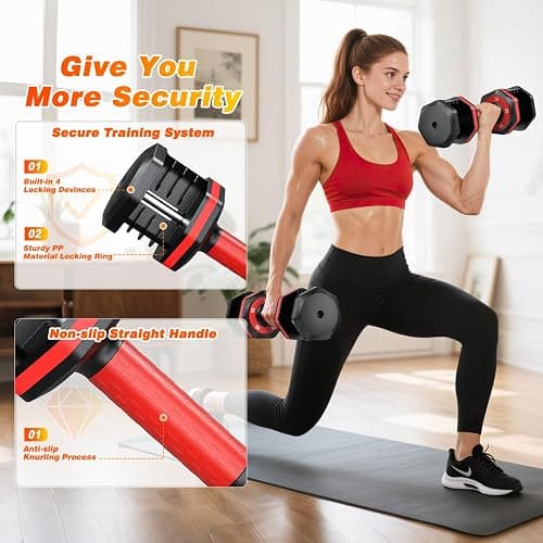 XDDIAS Adjustable Dumbbell Set of 2, 25/55/80LB Dumbbell Set-Fast Adjust Weights Set, 5/10/16 in 1 Free Weights Dumbbells Set with Anti-Slip Metal Handle, Compact Size for Men/Women Home Gym Equipment thumbnail 3