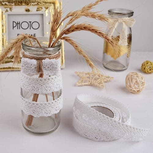 ASTARON Cinta Vintage Decorativa Autoadhesiva de Borde de Encaje para Manualidades y Decoración de Bodas - Caja de Regalo para Álbumes (Estilo A - Blanco) thumbnail 6