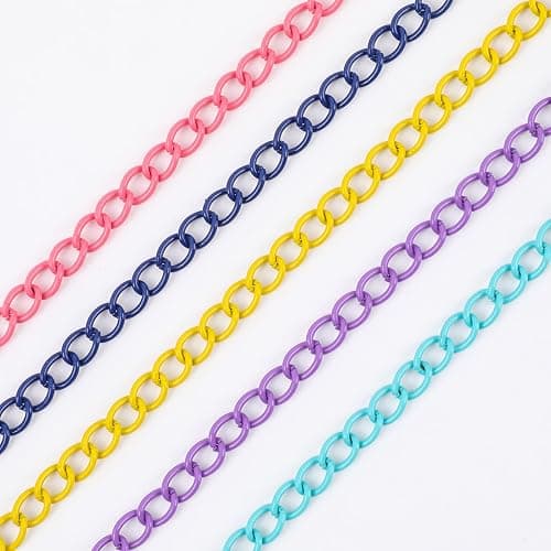 Happy Makers 39.37 Feet Necklace Figaro Chains for Jewelry Making, 4 Colors Brass Plated Necklace Chains with 40 Lobster Clasps, 80 Jump Rings in Bulk for Women Men DIY Bracelet Craft thumbnail 6