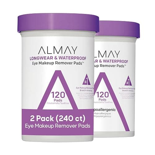 Almay Eye Makeup Remover Pads, Longwear & Waterproof, Hypoallergenic, Fragrance-Free, Ophthalmologist Tested, Stocking Stuffer for Women, 120 Count (Pack of 2) - Image 1