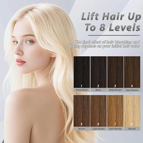 Gentle Cream Hair Bleach Kit, Ammonia-Free Bleach for Hair with Developer, Lifts Up to 8 Levels, No-Drip Hair Lightening Kit for Home Use thumbnail 3