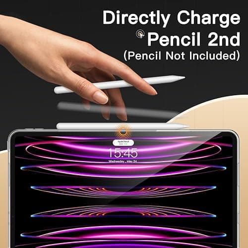JETech Case for iPad Pro 12.9-Inch 2022/2021 (6th/5th Generation), Soft TPU Transparent Slim Shockproof Tablet Cover, Support Pencil 2nd Charging (Clear) thumbnail 4
