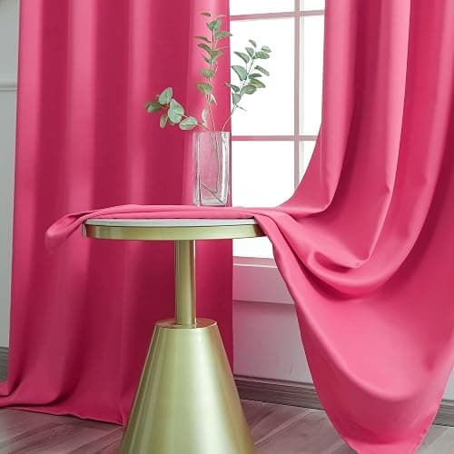 YGO 95 Inch Bedroom Blackout Curtains Panels - Grommet Room Darkening Drapes for Living Room, Thermal Insulated Noise Reducing Sleep Well Window Curtains Draperies, Hot Pink, 52W x 95L - 52"W x 95"L (Pack of 2) - Hot Pink thumbnail 6