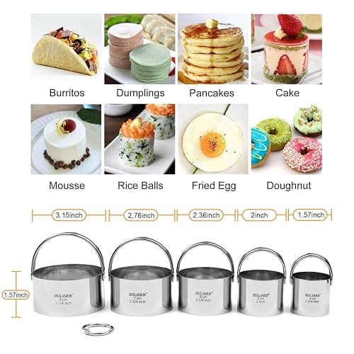 HULISEN Biscuit Cutter Set (5 Pieces/Set), Round Cookies Cutter with Handle, Professional Baking Dough Tools, Gift Package thumbnail 3