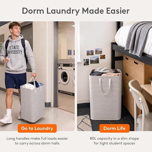 Lifewit 80L Large Laundry Baskets, 2 Pack, Reinforced Handles, Grey | Collapsible Laundry Hamper, Dirty Clothes Hamper, Waterproof Freestanding Design for Dorm, Laundry Room, Bedroom, Bathroom thumbnail 8