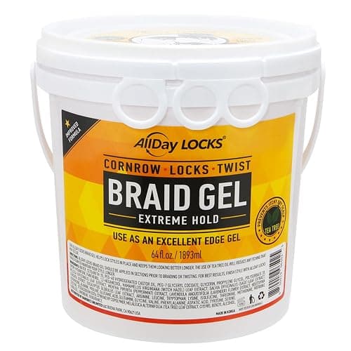 AllDay Locks Braid Gel (Bucket) | Extreme Hold, High Shine | Frizz & Flake-Free Edge Control | Tea Tree, Lavender, Peppermint Oil | Slick & Style Braids, Locks, Twists, Cornrows | 64 oz thumbnail 3