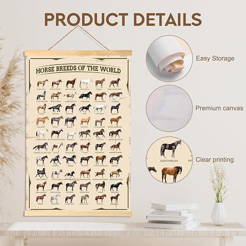 EIHFHIE Horse Gifts for Girls Horse Poster Horse Knowledge Horse Breeds of The World Poster Horse Pictures Wall Decor Gifts for Horse Lovers 16x25 In thumbnail 3