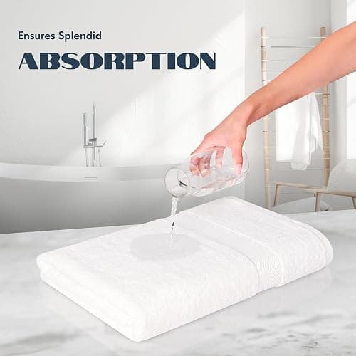 White Classic Luxury Bath Sheets Towels for Adults Extra Large 35x70 Inch - 700 GSM Turkish Cotton, Highly Absorbent | Hotel Collection | 2 Pack thumbnail 5