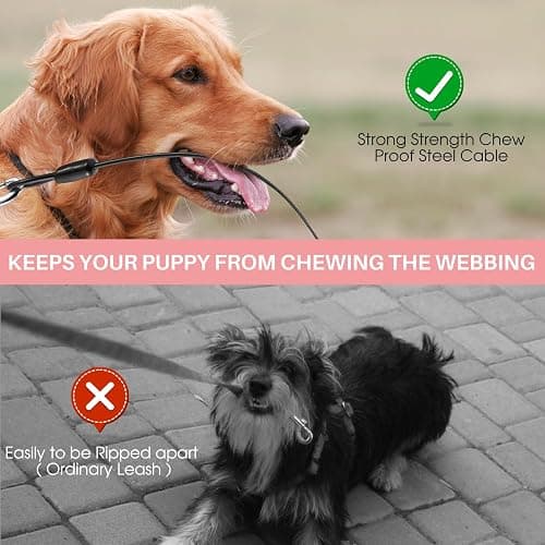 WRSOMIT Upgraded 16 Ft Retractable Dog Leash with Chew Proof Cable - Pink | Heavy Duty Dog Leash with Poop Bag Dispenser for Small Medium Large Dogs up to 120lbs, 360° No Tangle, One-Handed Brake thumbnail 4