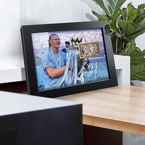 sufenvera Signed Erling Haaland Framed Poster,Erling Haaland Film Photo Collage Display,Gifts for Soccer Fans on Birthday Christmas 8x6 Inches thumbnail 4