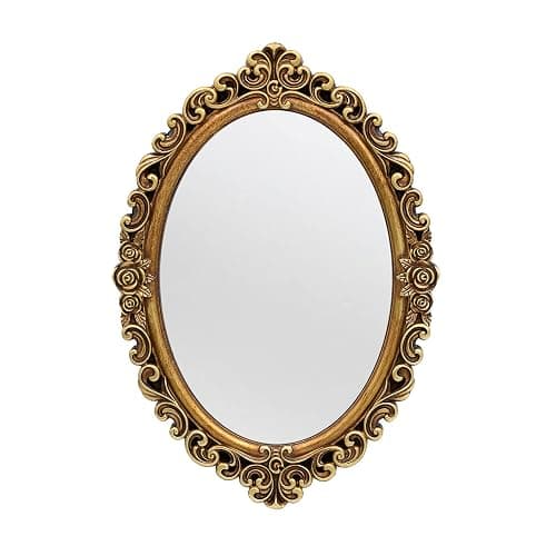 OIGUMR Oval Small Wall Mirror Mirror Vintage Hanging Mirrors for Bedroom Living-Room Dresser Decor (Gold, Frame Size：12 x 8.3 inch) - Image 1