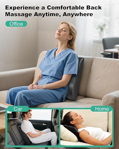 Cordless Shiatsu Neck Massager with Heat & Vibration, Back Neck Shoulder Massager For Deep Tissue, 4D Kneeding Back Massage Pillow, Rechargeable Portable Massage, Gifts for Mom,Dad thumbnail 7