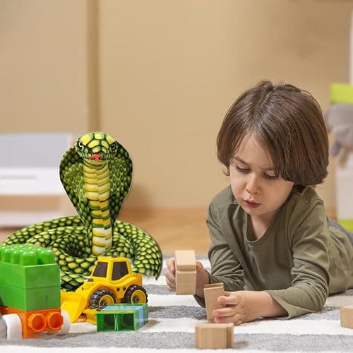 refavor Large Realistic Snake Plushies 70 Inch Cobra Stuffed Toys Green | 70 Inch Realistic Cobra Snake Plush Toy, Soft Stuffed Animal Gift for Kids and Unique Party Decoration for Reptile Lovers thumbnail 6