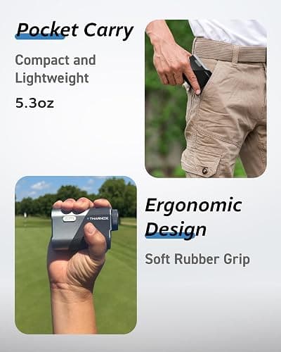 THARNOX Golf Range Finder with Slope & Triangulation, 1300Yard Rangefinder, 5.3oz Compact, Lightweight, 0.2s Flag Lock Vibration, Magnetic Mount, USB-C Rechargeable, 6X Magnification, Waterproof IPX54 thumbnail 2