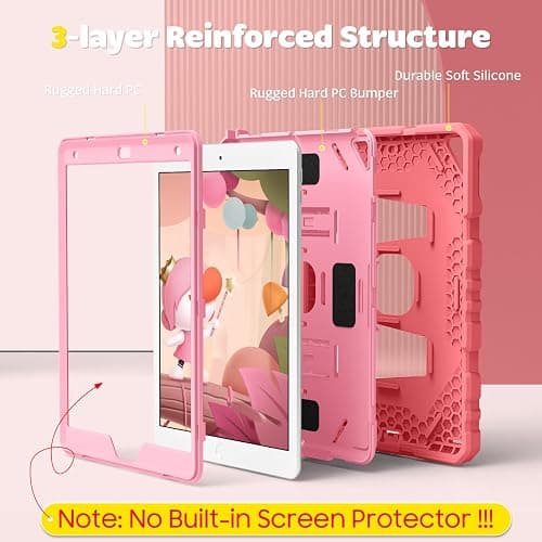 Fintie Case for iPad 9th Generation (2021) / 8th Generation (2020) / 7th Gen (2019) 10.2 Inch, Fully-Body Rugged Heavy Duty Shockproof Protective Case with Built-in Kickstand for Kids, Pink thumbnail 3