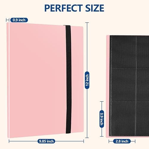 Card Binder, EDUDIIU 9 Pockets Premium Trading Card Binders, Cards Collection Binder Album, Side Loading Yugioh Holder Book for Sport, Football, Baseball Collector - Pink thumbnail 2