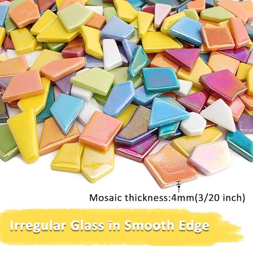 Youway Style Iridescent Glass Mosaic Tiles for Crafts Bulk,200g Broken Mosaic Glass Pieces for DIY Home Garden Art Projects, Handmade Crafts & Decor thumbnail 5