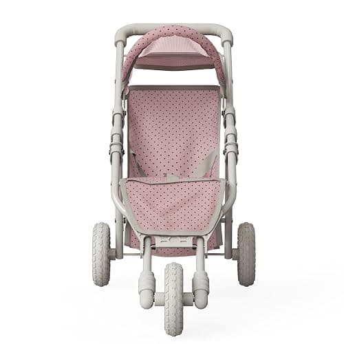 Olivia's Little World Doll Jogging-Style Stroller with Canopy, Storage Underneath, Pink and Cream and Gray | Canopy, Storage Underneath thumbnail 4