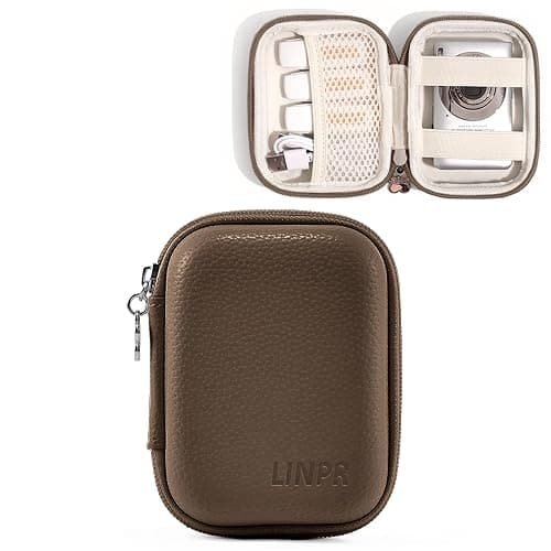 Linpr Digital Camera Case for CAMKORY, KODAK PIXPRO FZ45/FZ55, Canon IXUS 285 HS, Lecran, Small Travel Compact Camera Holder with Mesh Pocket for Accessories SD Card (Brown) - Image 1