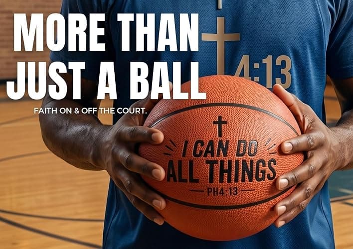 CybGene Engraved Christian Gifts, Inspirational Basketball with Philippians 4:13 Bible Verse, Rubber Basketball for Men and Boys, Official Size 7 (29.5") thumbnail 5