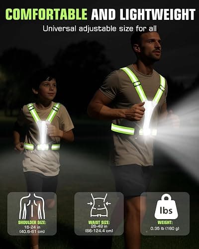 Zacro LED Reflective Vest with Chest Light 500LM, 5 RGB Colors High Visibility Rechargeable Light Up Running Vest IPX4 Night Safety Running Gear for Dog Walking, Cycling, Adjustable for Men Women Kids thumbnail 5