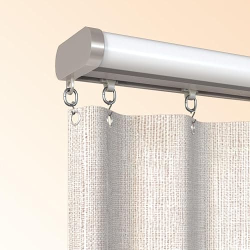 Silent Curtain Track Ceiling Mount 6'/8'/10'/12'/15', Wide 1.7" White Aluminum track Curtains Rail Set, Bedroom/Window/Hotel Drop Ceiling Curtains Tracks (without curtains & hooks) Single track 6ft thumbnail 7