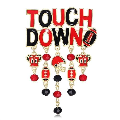 Game Day Brooches for Women Football Brooch Pins Touch Down Brooches Red Black Blue White Team Spirit Accessories Game Day Outfits Football Jewelry Party Favor Gifts - Style E - Image 1