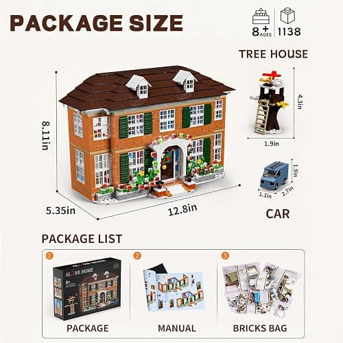 PDQAZIR Alone Home Building Set, Holiday Family Trap House Building Blocks Set, 1138PCS Christmas Architecture Kit with Furniture & Treehouse, Festive Alone Home Gifts, STEM Gift for Kids and Adults thumbnail 3