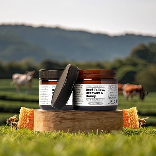 Santa Cruz Paleo, Beef Tallow, Beeswax & Honey Face Moisturizer, Organic, Unscented Grassfed Beef Tallow Skin Care, Sunscreen Free, Non Comedogenic Face & Body Moisturizer for Sensitive Skin, 2 Oz thumbnail 3