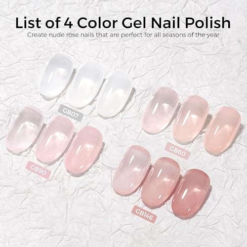 TOMICCA UV Nagellack Set, 4 Farben Milchig Weiß, Rosa Gel Nagellack Für UV Lampe Soak-Off UV/LED für Nagelstudio & DIY Home, 8ML thumbnail 2