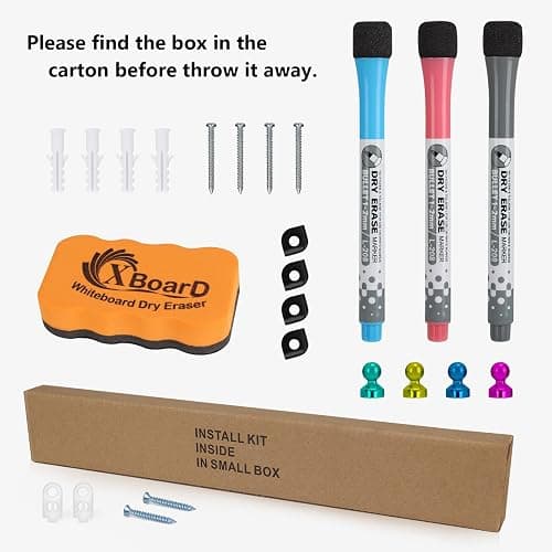 XBoard Magnetic Dry Erase Board/Whiteboard, 36 X 24 Inches, Double Sided White Board,1 Dry Eraser & 3 Dry Erase Markers & 4 Push Pin Magnets thumbnail 4