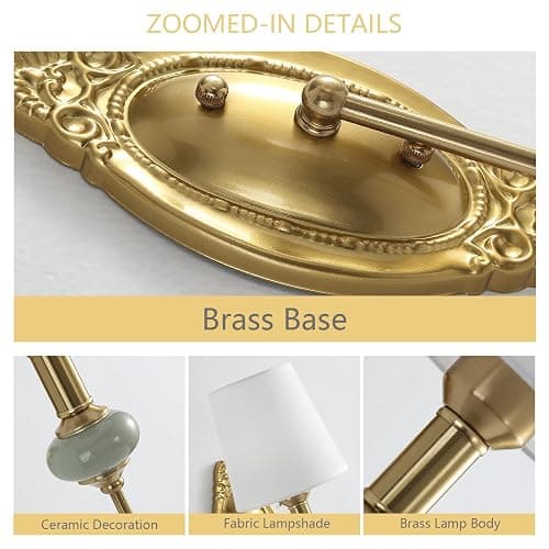 HHOCR Vintage Battery Operated Wall Sconce Set of 2, Gold LED RGB 15 Color | Dimmable Wireless Wall Sconces with Remote Control, Antique Fabric Rechargeable Wall Lights for Bedroom Living Room Hallway thumbnail 4