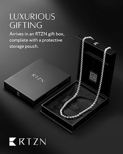RTZN® Gold Rope Chain for Men – 3mm Mens Rope Chain – Premium Stainless Steel Necklace for Men & Boys – Non-Tarnish & Waterproof Black, Silver, Gold Mens Chain Necklaces – 18/20/22/24/26" Inches thumbnail 6