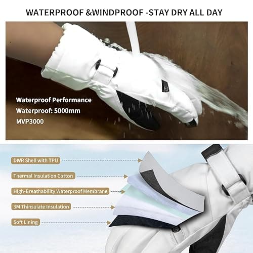 Unigear Skihandschuhe Herren Damen, 3M Thinsulate Winterhandschuhe Touchscreen, Thermohandschuhe wasserdicht warm rutschfest für Skifahren Snowboard Eislaufen Wandern Radfahren thumbnail 3